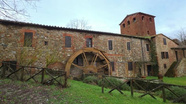 The Mulino delle Pile is a charming 13th-century watermill in Tuscany, famous for its white stone walls and iconic role as the peaceful setting for Mulino Bianco commercials