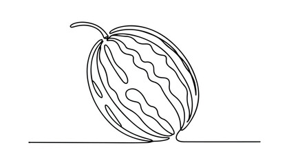 One continuous line illustration of an Watermelon fruits, isolated on white background.