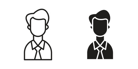 Man icons vector. Line and glyph design with editable stroke