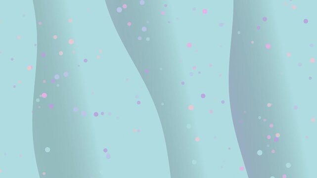 Abstract wavy lines with pastel dots and splatters in a soft serene background from a straightforward viewpoint