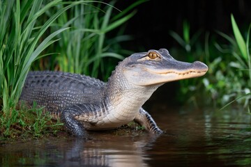 Fototapeta premium American alligator emerging from water in natural habitat
