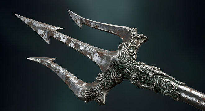 Three pronged spear associated with the god of the sea