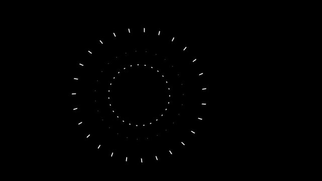 Shiny circle firework explosion animation, glowing line burst transition, abstract infinite tunnel loop effect, cinematic sparkle motion graphics on black screen background
