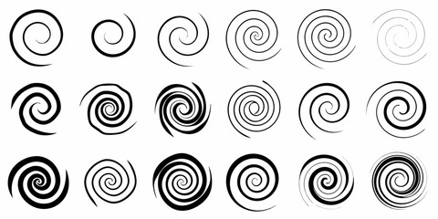 Collection of swirling spiral shapes in varying degrees of darkness