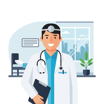 Smiling Doctor Wearing White Coat.