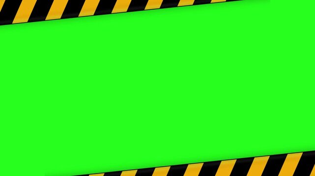 Caution Tape Warning Border Frame Loop Animation on Green Screen Background