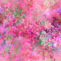 Fotobehang Fluor Roze Abstract blurred painted seamless pattern Summery, tropical natural saturated hues Small bright multicolored transparent splashes, smudges, blots, spots, drops Grunge multicolored background  © Olga