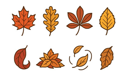 Obraz premium Leaf illustration set with various autumn leaves on transparent background
