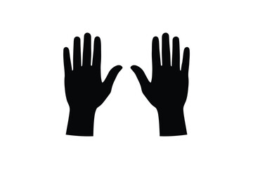 Fototapeta premium Two human hands silhouette showing palms isolated on white background concept of gesture and support branding