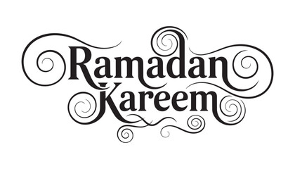 Ramadan kareem vector illustration with elegant swirling flourishes and decorative script