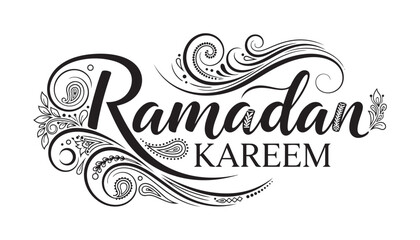 Ramadan kareem vector illustration with elegant floral arabesque patterns and flourishes