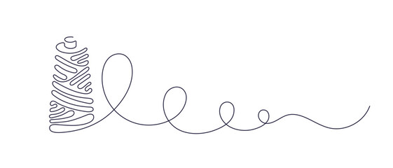 Spools of thread. Continuous art line graphic symbol. Simple sign