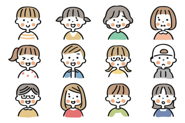 こどもの上半身のアイコンセット①