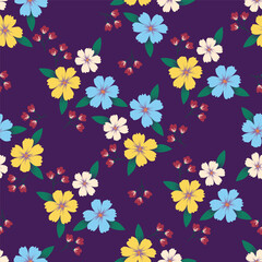 Ditsy floral seamless pattern. Small little flower pattern background. Repeat pattern. Ditsy print. Liberty style. Botanic surface design. Ditsy floral for fashion, texture, fabric, wallpaper, decor
