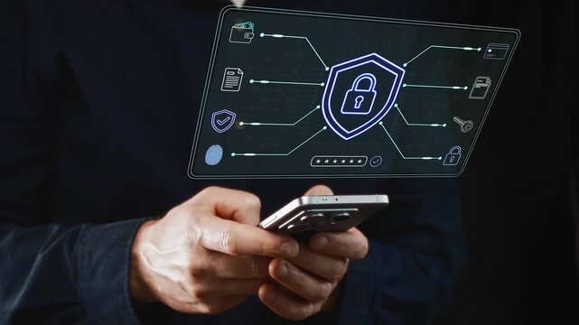 Cuttingedge Digital Security Features Depicting Biometric Lock And Encrypted Data Protection