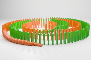 Green and Orange Domino Ring Formation, Abstract Strategy Concept