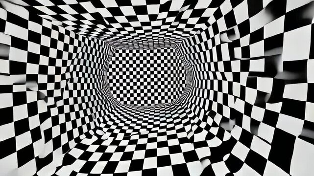 Black and white checkered optical illusion.