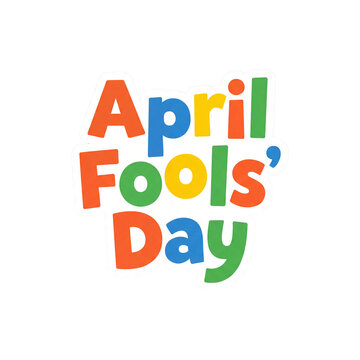 A bright April Fool's Day sticker with playful typography on a transparent background. Cartoon letters, a festive design for jokes, social media, marketing, and seasonal graphics.