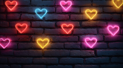 Colorful red heart on wall