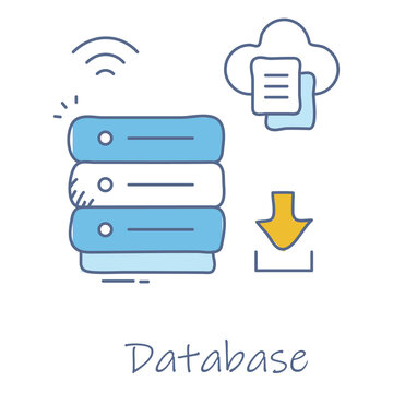 Hand Drawn Database Icon For Digital Data Storage
