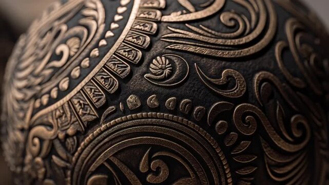 Intricately designed ornate metallic vase with floral patterns.