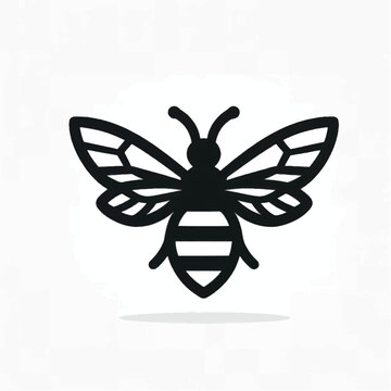 Simple Black Bee Icon on White Background.