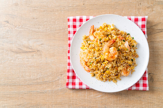 fried shrimps fried rice on plate