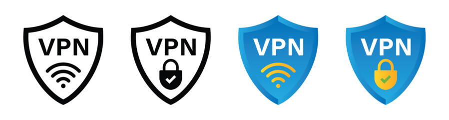 VPN icon. Virtual private network symbol for app, ui or website. Transparent PNG and vector illustration