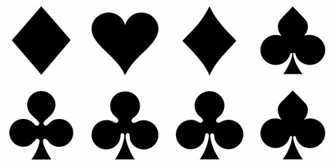 Fototapeta premium Four card suits displayed in a row diamonds hearts spades and clubs