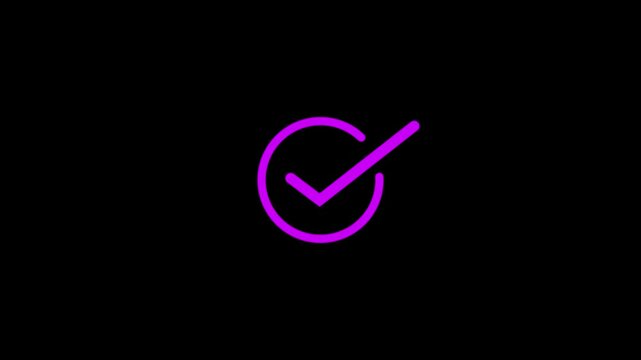 check mark icon animated on the black background.