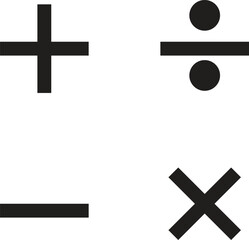 Obraz premium Calculator vector key isolated on white background. Addition, subtraction. Mathematical symbols icon. Calculator, math icon. Vector pictogram. Math symbols icon set.