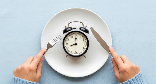 Intermittent Fasting Dieting Clock on Plate.