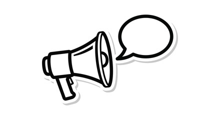 A sleek black outline of a megaphone with a speech bubble ideal for announcements on transparent background silhouette high quality professional