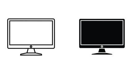 Computer Monitor Icons on White Background