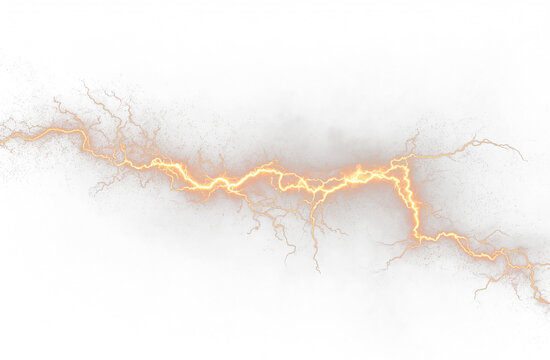 Electric yellow lightning streak with bright glow and sharp zigzag energy lines PNG