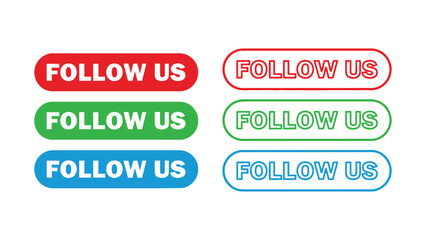 Fototapeta premium A colorful collection of follow us buttons on a white background