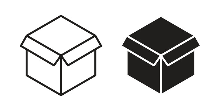 Box opened icons In Trendy Design Vector Eps 10, Editable Stroke and solid flat.