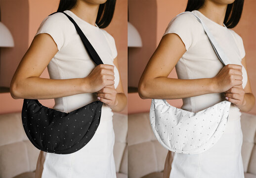 Mockup Of Woman Wearing Customized Cross Body Bag