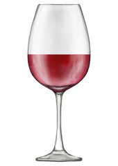 グラスに入った赤ワイン。リアルタッチなイラスト
