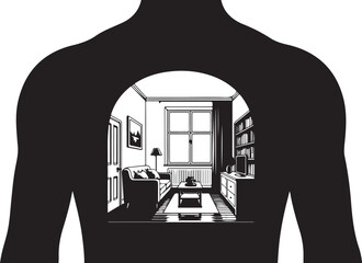 Obraz premium Black T-shirt with a Room Design on the Front