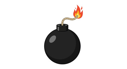 A cartoon depiction of a black bomb with a lit fuse ideal for graphics and designs on transparent background silhouette