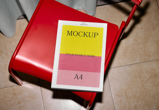 Mockup Of Closed A4 Magazine With Customizable Pages