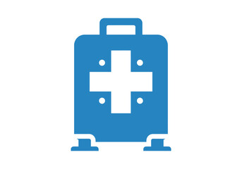 Obraz premium Medical emergency kit with a cross symbol on a wheeled case