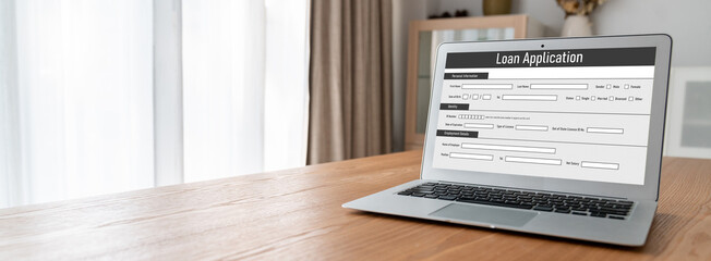 Obraz premium Online loan application form for modish digital information collection on the internet network