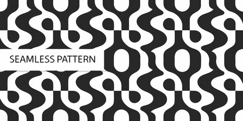 A striking black and white seamless pattern with looping organic shapes © Bithi