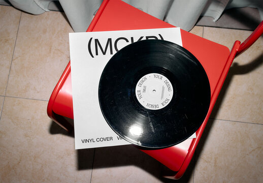 Mockup Of Customizable Lp Cover And Record