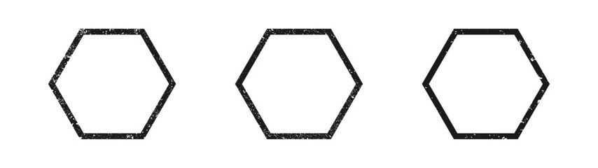 Set of grunge borders in hexagon form