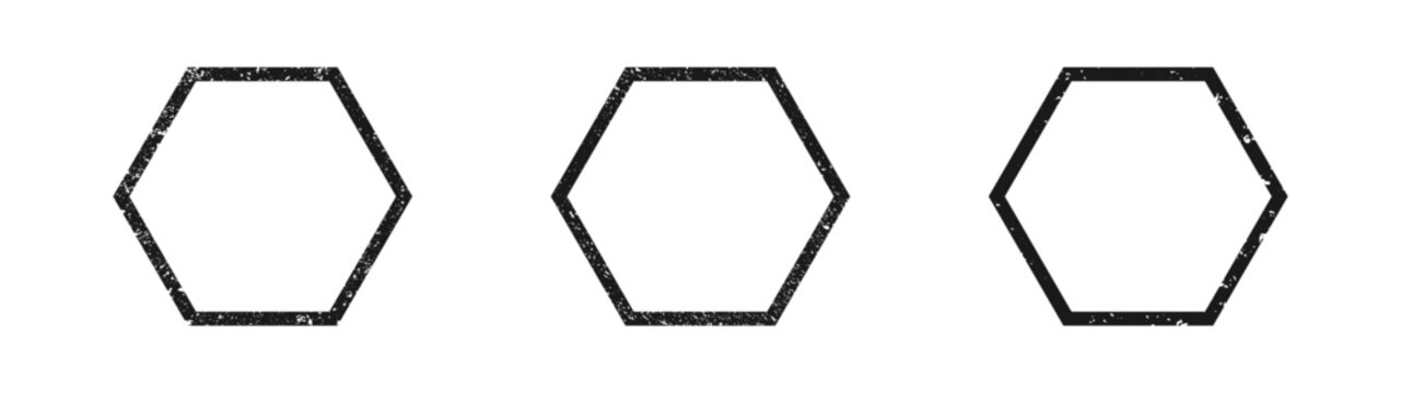 Set of grunge borders in hexagon form