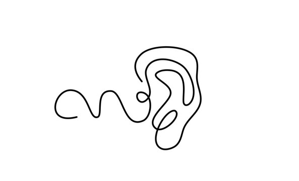  Human ear single line art , minimal continuous one line hand drawing outline vector illustration art.