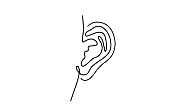  Human ear single line art , minimal continuous one line hand drawing outline vector illustration art.